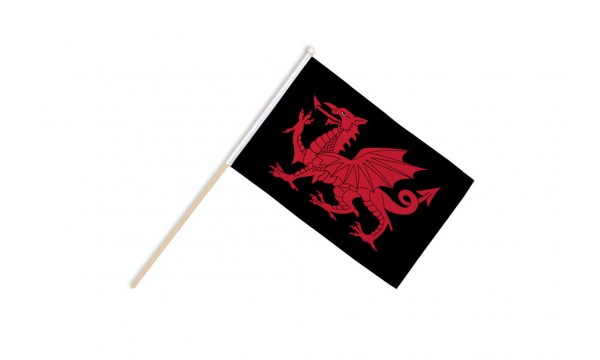 Welsh Dragon Black Hand Flags